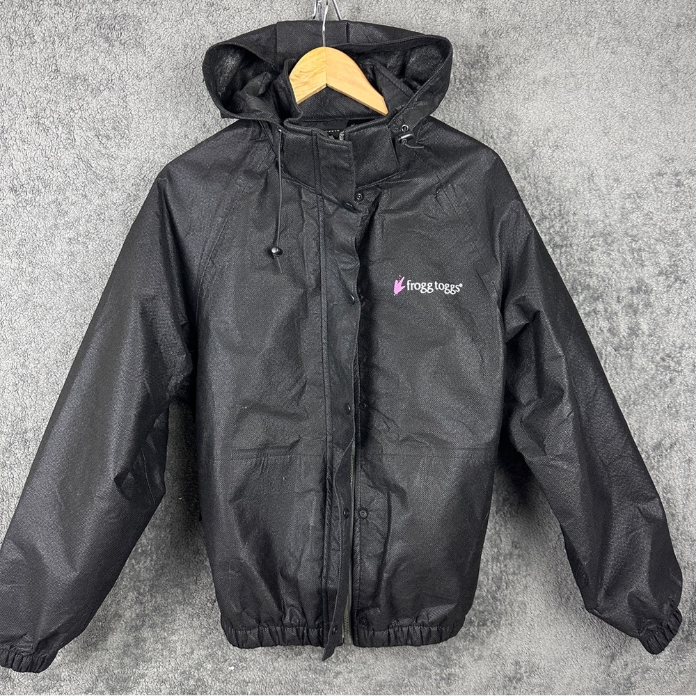 Frogg Toggs Women’s Waterproof Jacket Medium Black Hooded Front Zip Up